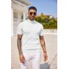 imageCOOFANDY Mens Mock Turtleneck Sweater Short Sleeve Casual Basic Tops Ribbed Knit Pullover Solid TeeAll White
