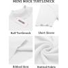 imageCOOFANDY Mens Mock Turtleneck Sweater Short Sleeve Casual Basic Tops Ribbed Knit Pullover Solid TeeAll White