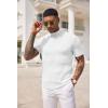 imageCOOFANDY Mens Mock Turtleneck Sweater Short Sleeve Casual Basic Tops Ribbed Knit Pullover Solid TeeAll White