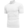 imageCOOFANDY Mens Mock Turtleneck Sweater Short Sleeve Casual Basic Tops Ribbed Knit Pullover Solid TeeAll White