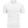 imageCOOFANDY Mens Mock Turtleneck Sweater Short Sleeve Casual Basic Tops Ribbed Knit Pullover Solid TeeAll White
