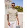 imageCOOFANDY Mens Mock Turtleneck Sweater Short Sleeve Casual Basic Tops Ribbed Knit Pullover Solid TeeApricot