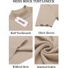 imageCOOFANDY Mens Mock Turtleneck Sweater Short Sleeve Casual Basic Tops Ribbed Knit Pullover Solid TeeBeige