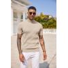imageCOOFANDY Mens Mock Turtleneck Sweater Short Sleeve Casual Basic Tops Ribbed Knit Pullover Solid TeeBeige