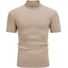 imageCOOFANDY Mens Mock Turtleneck Sweater Short Sleeve Casual Basic Tops Ribbed Knit Pullover Solid TeeBeige