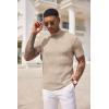 imageCOOFANDY Mens Mock Turtleneck Sweater Short Sleeve Casual Basic Tops Ribbed Knit Pullover Solid TeeBeige