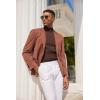 imageCOOFANDY Mens Mock Turtleneck Sweater Short Sleeve Casual Basic Tops Ribbed Knit Pullover Solid TeeBrown