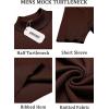 imageCOOFANDY Mens Mock Turtleneck Sweater Short Sleeve Casual Basic Tops Ribbed Knit Pullover Solid TeeBrown