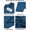 imageCOOFANDY Mens Mock Turtleneck Sweater Short Sleeve Casual Basic Tops Ribbed Knit Pullover Solid TeeDark Blue