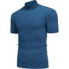 imageCOOFANDY Mens Mock Turtleneck Sweater Short Sleeve Casual Basic Tops Ribbed Knit Pullover Solid TeeDark Blue