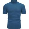 imageCOOFANDY Mens Mock Turtleneck Sweater Short Sleeve Casual Basic Tops Ribbed Knit Pullover Solid TeeDark Blue