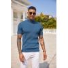 imageCOOFANDY Mens Mock Turtleneck Sweater Short Sleeve Casual Basic Tops Ribbed Knit Pullover Solid TeeDark Blue