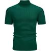 imageCOOFANDY Mens Mock Turtleneck Sweater Short Sleeve Casual Basic Tops Ribbed Knit Pullover Solid TeeDark Green
