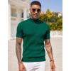 imageCOOFANDY Mens Mock Turtleneck Sweater Short Sleeve Casual Basic Tops Ribbed Knit Pullover Solid TeeDark Green
