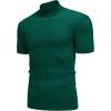 imageCOOFANDY Mens Mock Turtleneck Sweater Short Sleeve Casual Basic Tops Ribbed Knit Pullover Solid TeeDark Green