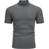 imageCOOFANDY Mens Mock Turtleneck Sweater Short Sleeve Casual Basic Tops Ribbed Knit Pullover Solid TeeDark Grey