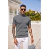imageCOOFANDY Mens Mock Turtleneck Sweater Short Sleeve Casual Basic Tops Ribbed Knit Pullover Solid TeeDark Grey