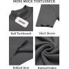 imageCOOFANDY Mens Mock Turtleneck Sweater Short Sleeve Casual Basic Tops Ribbed Knit Pullover Solid TeeDark Grey