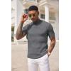 imageCOOFANDY Mens Mock Turtleneck Sweater Short Sleeve Casual Basic Tops Ribbed Knit Pullover Solid TeeDark Grey