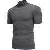imageCOOFANDY Mens Mock Turtleneck Sweater Short Sleeve Casual Basic Tops Ribbed Knit Pullover Solid TeeDark Grey
