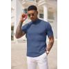 imageCOOFANDY Mens Mock Turtleneck Sweater Short Sleeve Casual Basic Tops Ribbed Knit Pullover Solid TeeGrey Blue