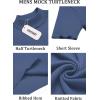 imageCOOFANDY Mens Mock Turtleneck Sweater Short Sleeve Casual Basic Tops Ribbed Knit Pullover Solid TeeGrey Blue
