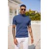 imageCOOFANDY Mens Mock Turtleneck Sweater Short Sleeve Casual Basic Tops Ribbed Knit Pullover Solid TeeGrey Blue