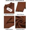 imageCOOFANDY Mens Mock Turtleneck Sweater Short Sleeve Casual Basic Tops Ribbed Knit Pullover Solid TeeLight Brown