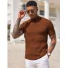 imageCOOFANDY Mens Mock Turtleneck Sweater Short Sleeve Casual Basic Tops Ribbed Knit Pullover Solid TeeLight Brown