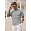 imageCOOFANDY Mens Mock Turtleneck Sweater Short Sleeve Casual Basic Tops Ribbed Knit Pullover Solid TeeLight Grey