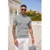 imageCOOFANDY Mens Mock Turtleneck Sweater Short Sleeve Casual Basic Tops Ribbed Knit Pullover Solid TeeLight Grey