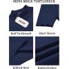 imageCOOFANDY Mens Mock Turtleneck Sweater Short Sleeve Casual Basic Tops Ribbed Knit Pullover Solid TeeNavy Blue