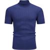 imageCOOFANDY Mens Mock Turtleneck Sweater Short Sleeve Casual Basic Tops Ribbed Knit Pullover Solid TeeNavy Blue