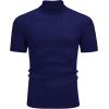 imageCOOFANDY Mens Mock Turtleneck Sweater Short Sleeve Casual Basic Tops Ribbed Knit Pullover Solid TeeNavy Blue