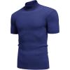 imageCOOFANDY Mens Mock Turtleneck Sweater Short Sleeve Casual Basic Tops Ribbed Knit Pullover Solid TeeNavy Blue