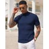 imageCOOFANDY Mens Mock Turtleneck Sweater Short Sleeve Casual Basic Tops Ribbed Knit Pullover Solid TeeNavy Blue