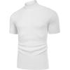 imageCOOFANDY Mens Mock Turtleneck Sweater Short Sleeve Casual Basic Tops Ribbed Knit Pullover Solid TeePat2 Striped White