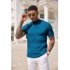 imageCOOFANDY Mens Mock Turtleneck Sweater Short Sleeve Casual Basic Tops Ribbed Knit Pullover Solid TeePeacock Blue