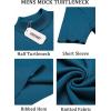 imageCOOFANDY Mens Mock Turtleneck Sweater Short Sleeve Casual Basic Tops Ribbed Knit Pullover Solid TeePeacock Blue