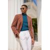imageCOOFANDY Mens Mock Turtleneck Sweater Short Sleeve Casual Basic Tops Ribbed Knit Pullover Solid TeePeacock Blue
