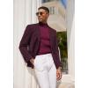 imageCOOFANDY Mens Mock Turtleneck Sweater Short Sleeve Casual Basic Tops Ribbed Knit Pullover Solid TeeWine Red