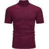 imageCOOFANDY Mens Mock Turtleneck Sweater Short Sleeve Casual Basic Tops Ribbed Knit Pullover Solid TeeWine Red