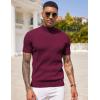 imageCOOFANDY Mens Mock Turtleneck Sweater Short Sleeve Casual Basic Tops Ribbed Knit Pullover Solid TeeWine Red