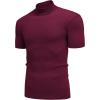 imageCOOFANDY Mens Mock Turtleneck Sweater Short Sleeve Casual Basic Tops Ribbed Knit Pullover Solid TeeWine Red