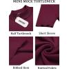 imageCOOFANDY Mens Mock Turtleneck Sweater Short Sleeve Casual Basic Tops Ribbed Knit Pullover Solid TeeWine Red