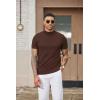 imageCOOFANDY Mens Mock Turtleneck Sweater Short Sleeve Casual Dress Sweater Slim Fit Pullover Basic Knit TeeBrown