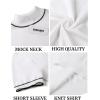 imageCOOFANDY Mens Mock Turtleneck Sweater Short Sleeve Casual Dress Sweater Slim Fit Pullover Basic Knit TeeStriped White