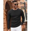 imageCOOFANDY Mens Pullover Sweater Waffle Knit Crewneck Long Sleeve Dress SweaterBlack