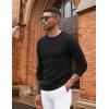 imageCOOFANDY Mens Pullover Sweater Waffle Knit Crewneck Long Sleeve Dress SweaterBlack