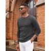 imageCOOFANDY Mens Pullover Sweater Waffle Knit Crewneck Long Sleeve Dress SweaterDark Grey